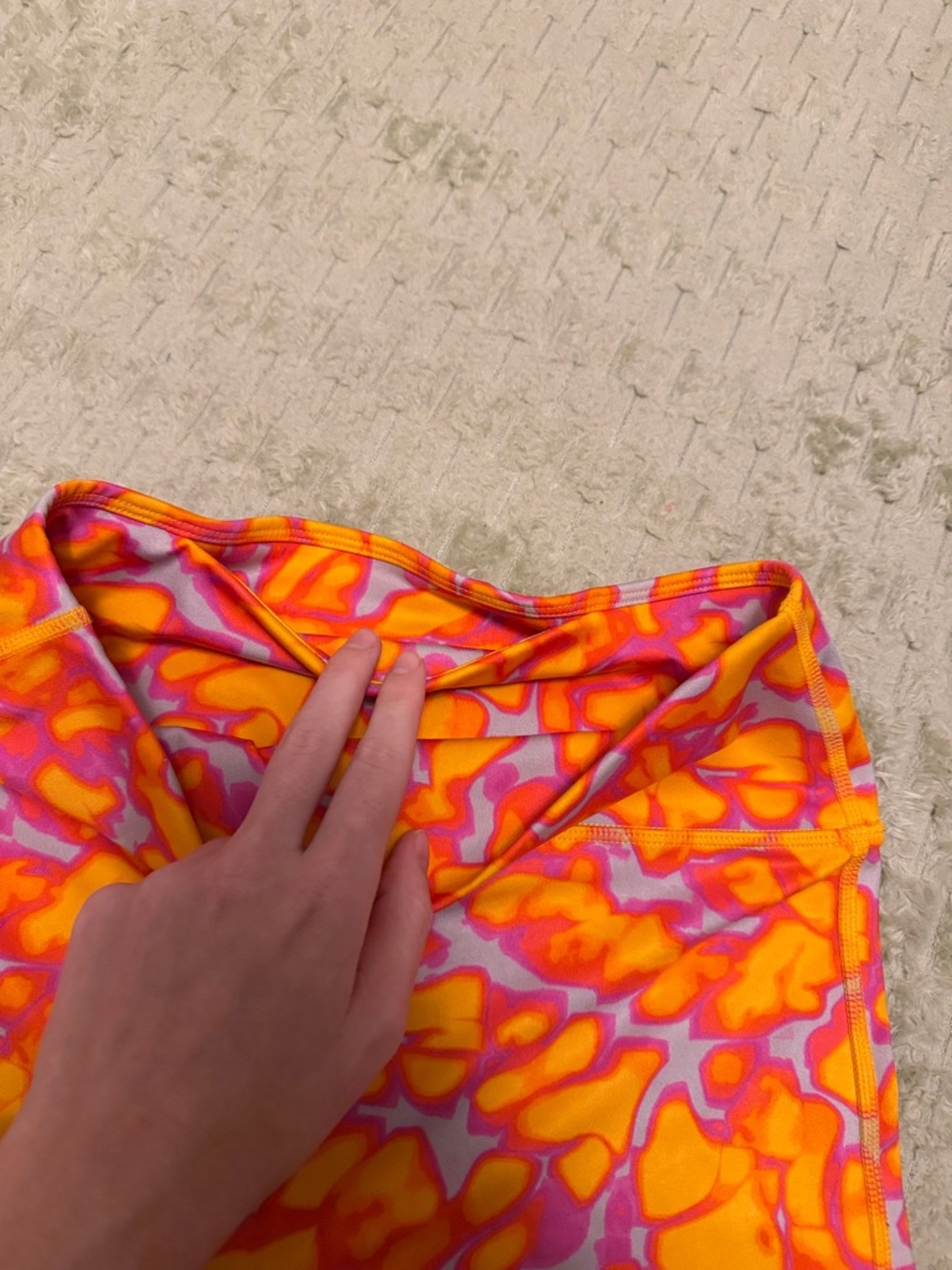 Fabletics medium High-Waisted Shorts in Orange and Pink Abstract Print - Picture 6 of 10